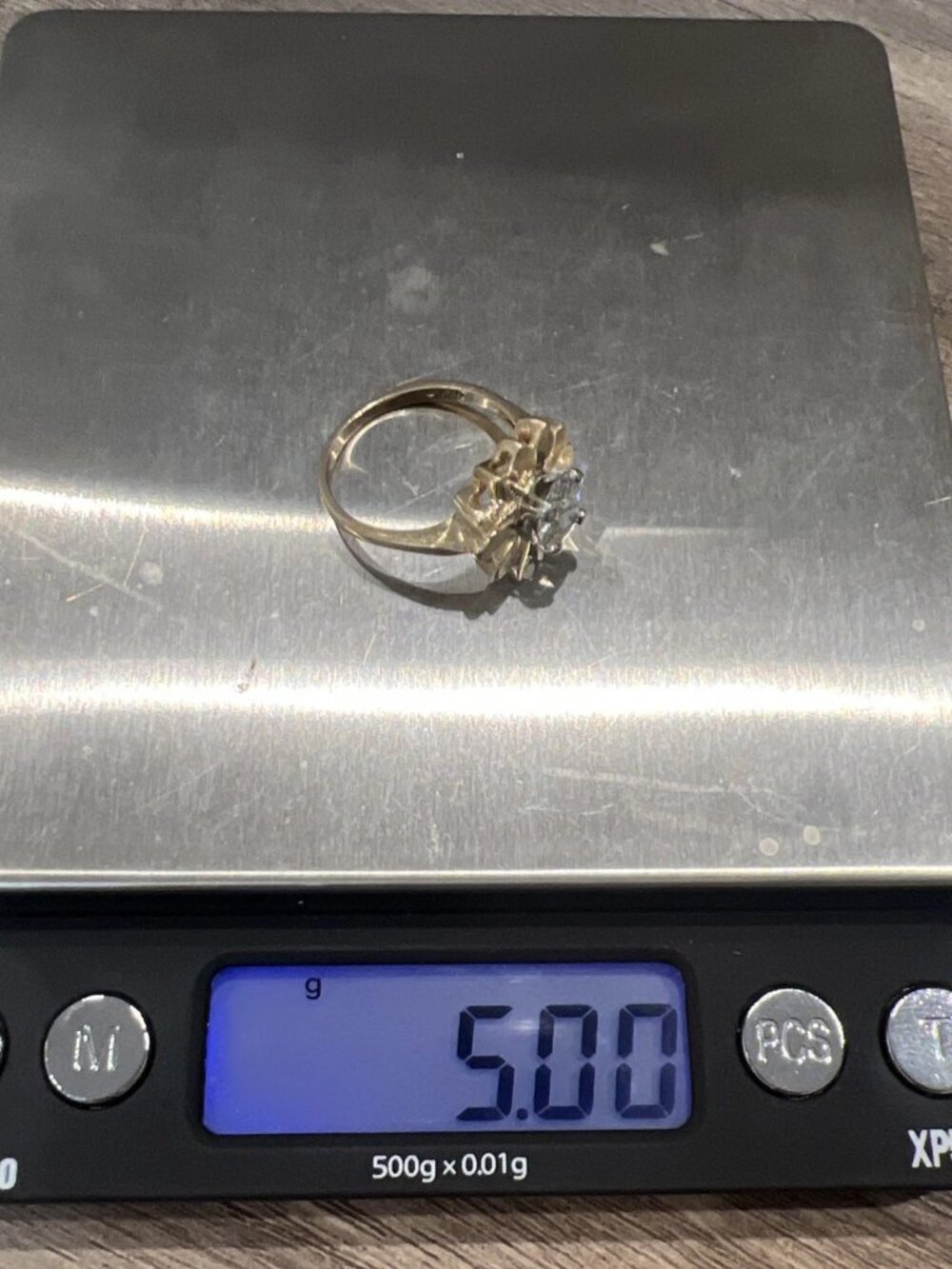 14K Yellow Gold 1.15ct Old European Cut Diamond Flower Ring H I2 Estate Sz 7.5 - Picture 7 of 8